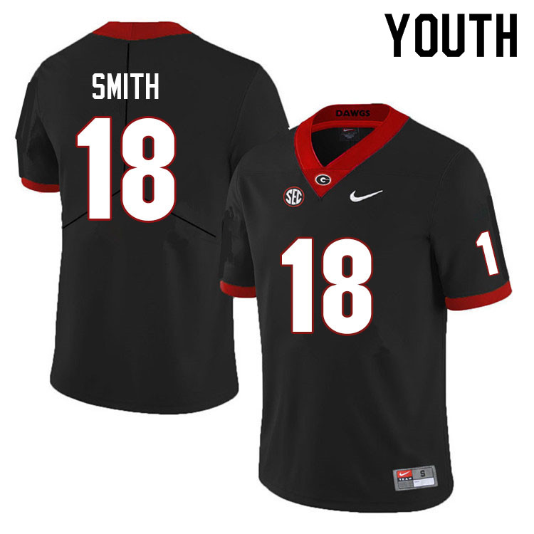 Youth #18 C.J. Smith Georgia Bulldogs College Football Jerseys Sale-Black Anniversary